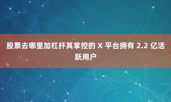 股票去哪里加杠杆其掌控的 X 平台拥有 2.2 亿活跃用户