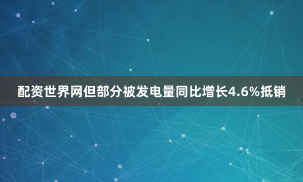 配资世界网但部分被发电量同比增长4.6%抵销